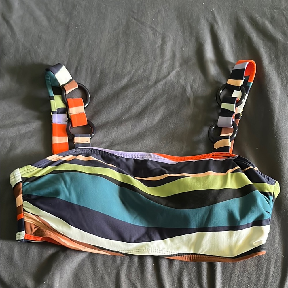 Anne Cole Orange and Green Bikini with Geometric Patterns